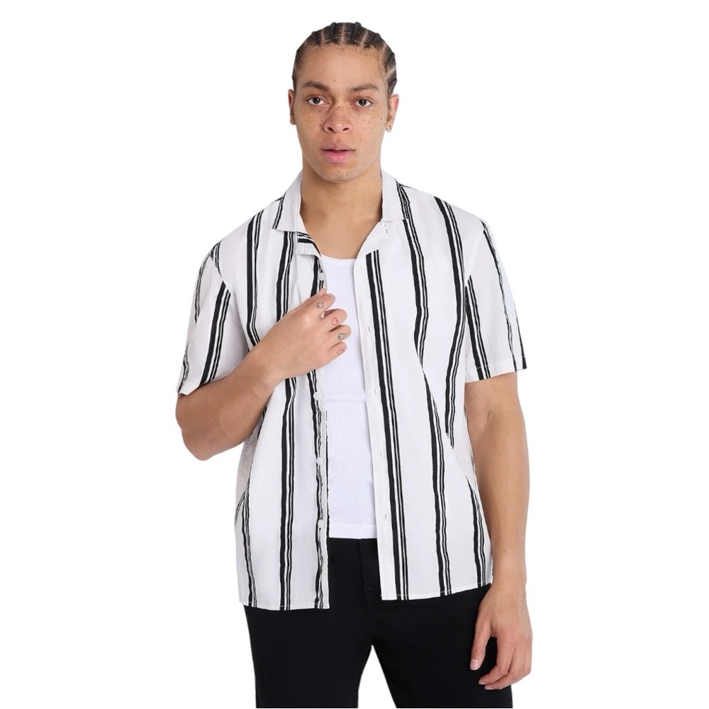 Black and White Striped Hollister Button Down Shirt (S)